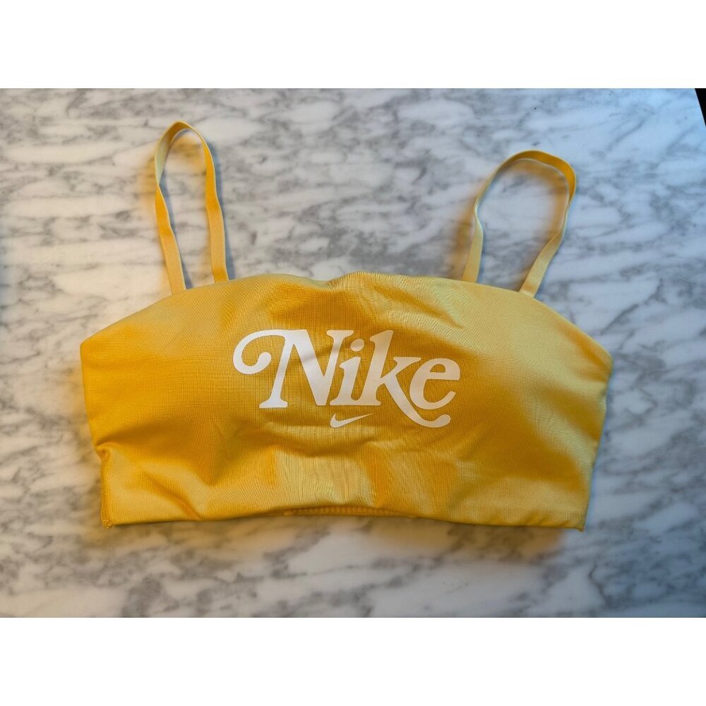 Nike Yellow Dri-Fit Sports Bra With Adjustable Straps - Size Small